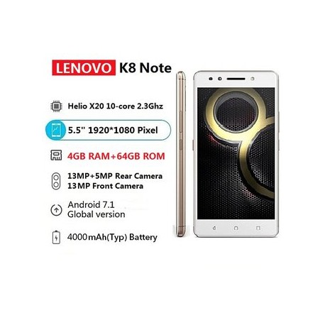 Global Lenovo K8 Note 4GB RAM+64GB ROM D...