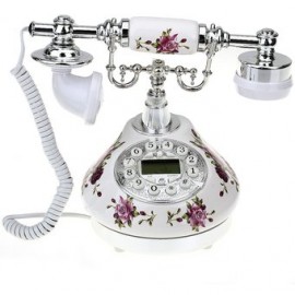 Teléfono fijo antiguo estilo retro flore...