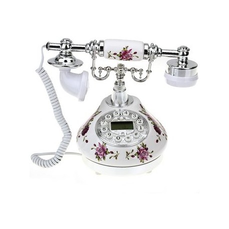 Teléfono fijo antiguo estilo retro flore...
